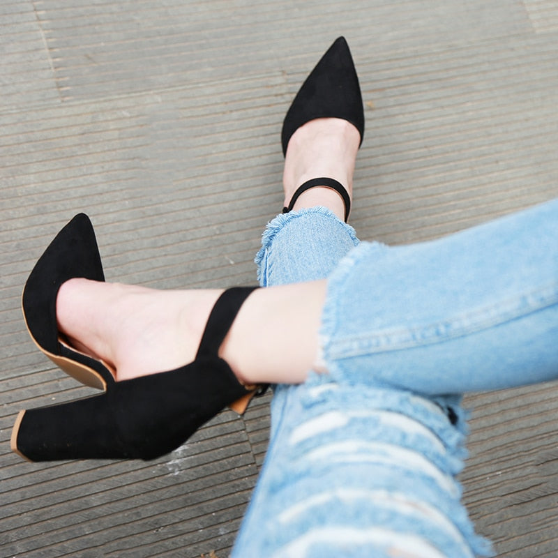 Strappy Pumps Platform Heels Ankle Strap Shoes