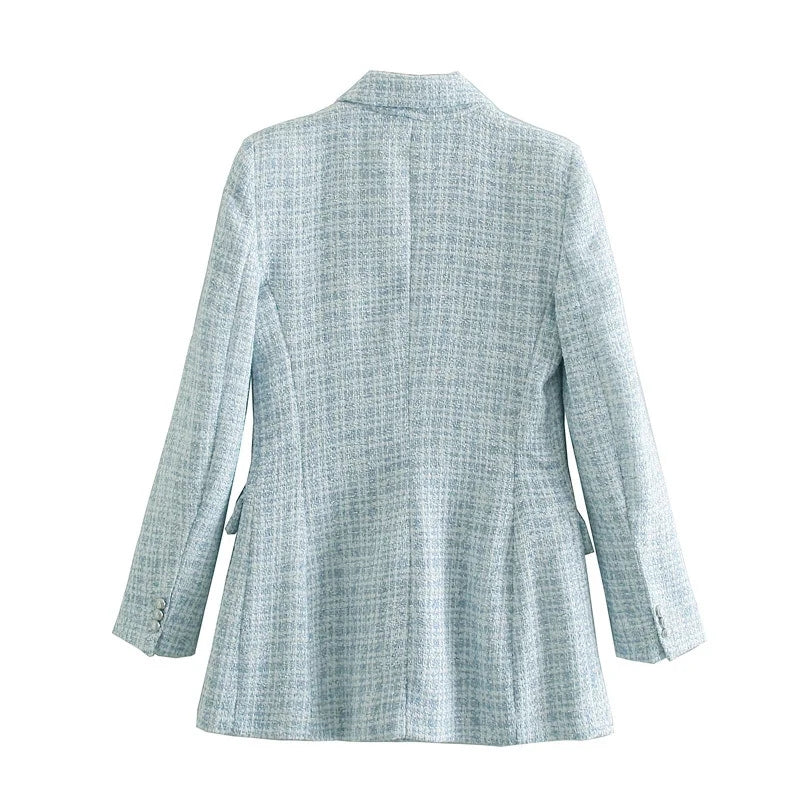 Tweed Blazer Vintage Double Breasted Coat