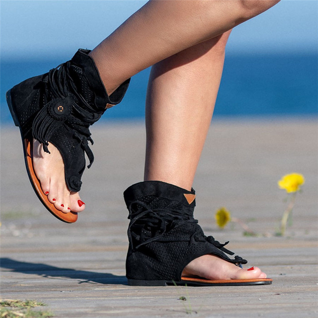 Fringe Flip Flop Sandals