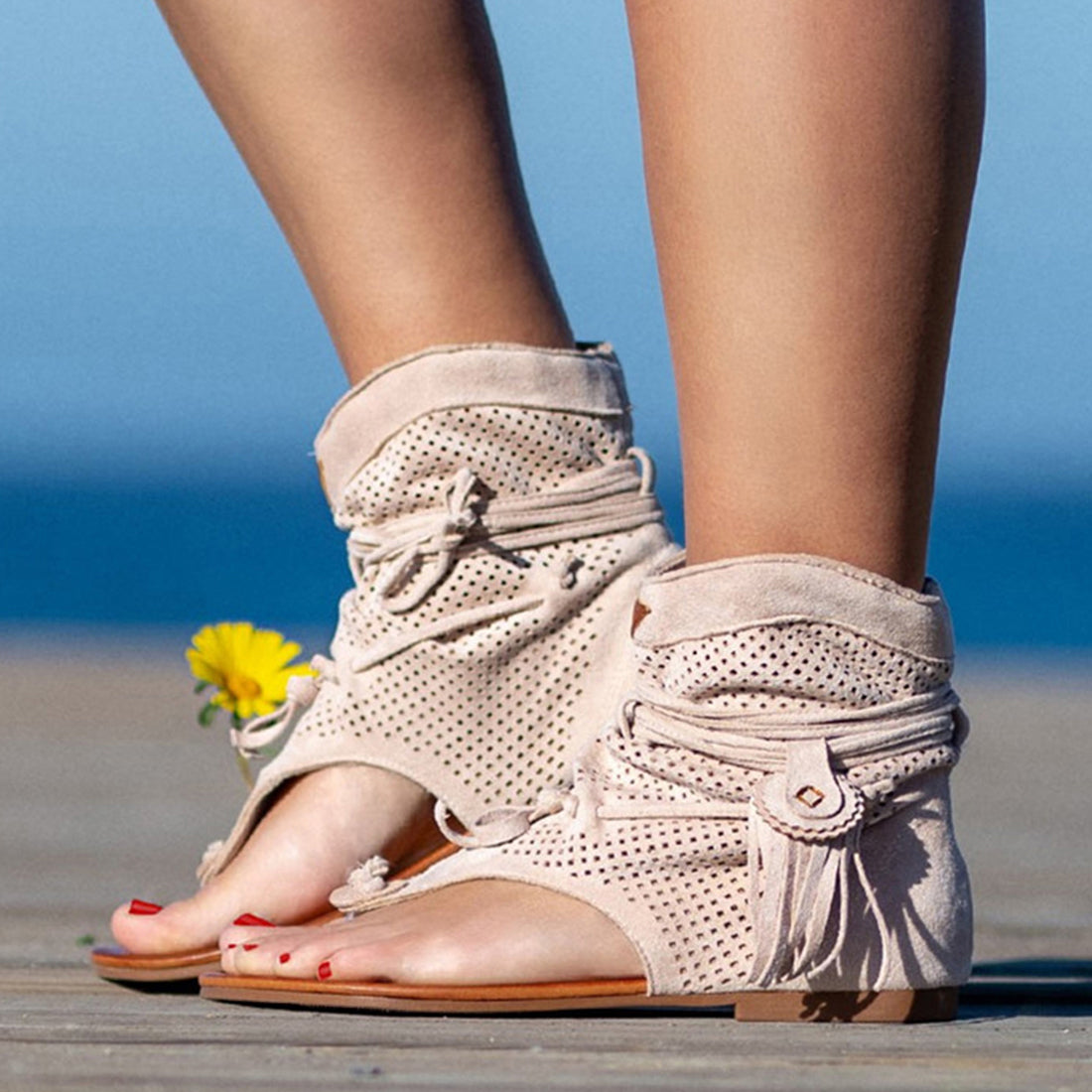 Fringe Flip Flop Sandals