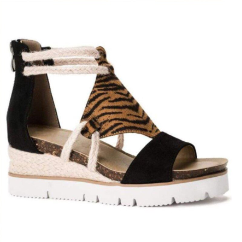 Leopard Wedge Heel Sandals