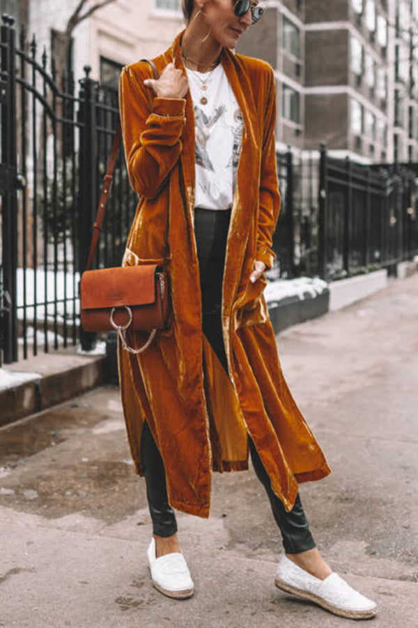 Cheering My Way Velvet Cardigan Coat