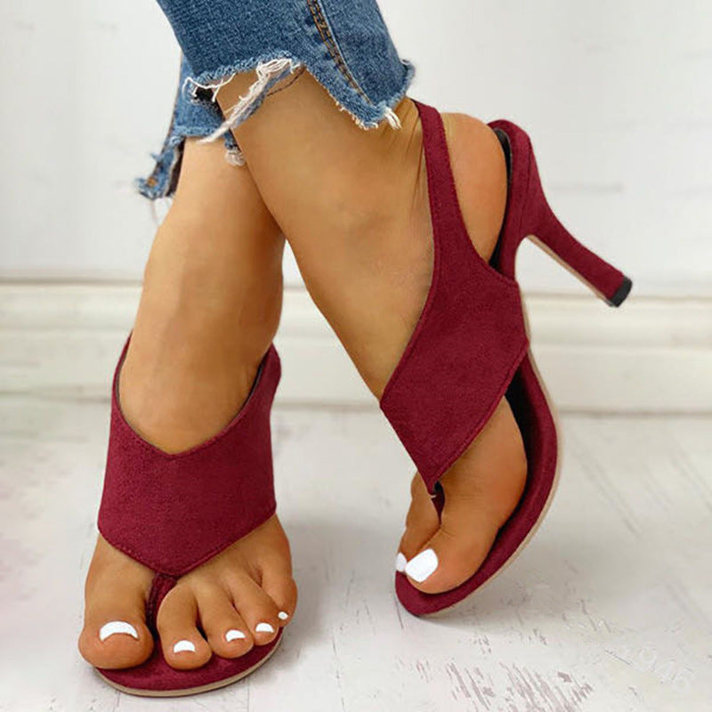Thin Heel Buckle clip Toe Sandals