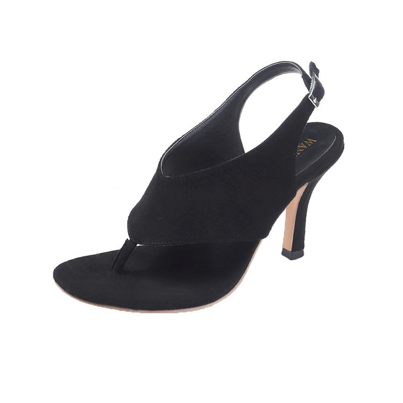 Thin Heel Buckle clip Toe Sandals