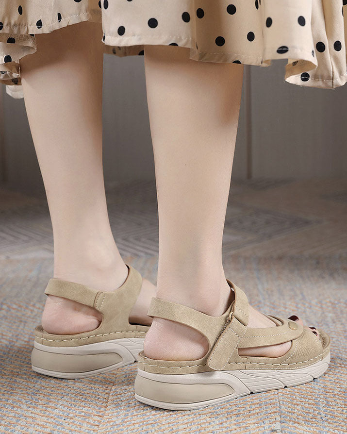Comfortable platform Velcro stitching sandals