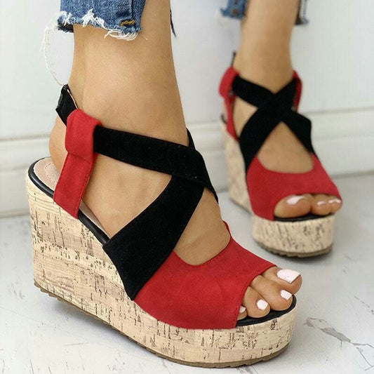 Colorful Elastic Braided Wedge Sandals