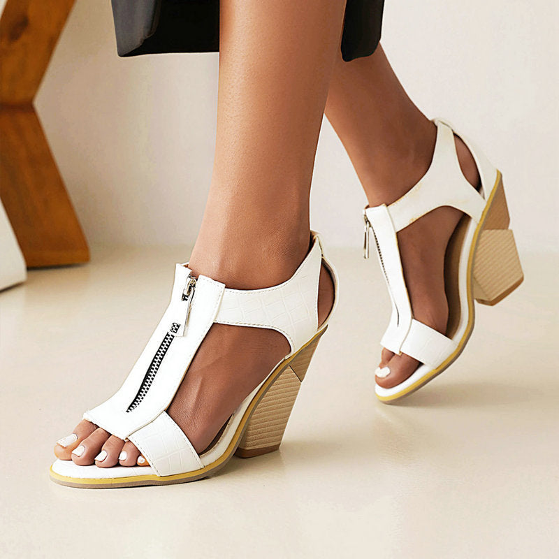 Retro Zipper T-strap Fishtrap Sandals