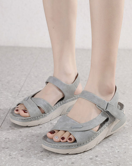 Comfortable platform Velcro stitching sandals