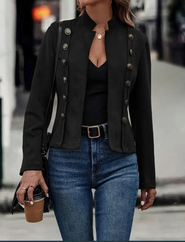 Vintage Double Breasted Cropped Suede Jacket
