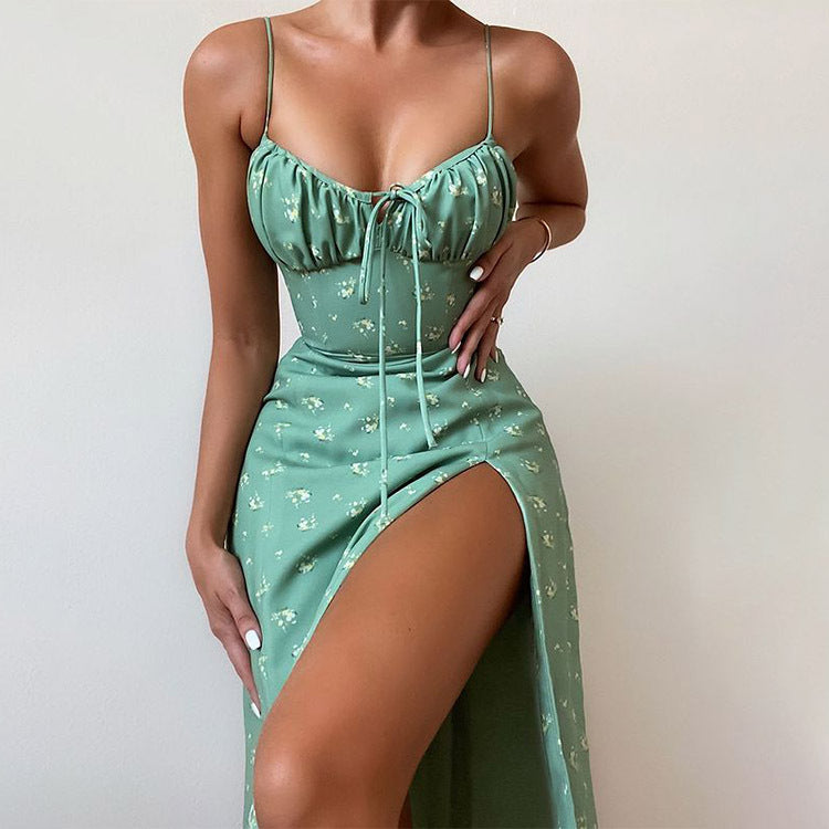 Sleeveless Lace Up Vintage Floral Dress