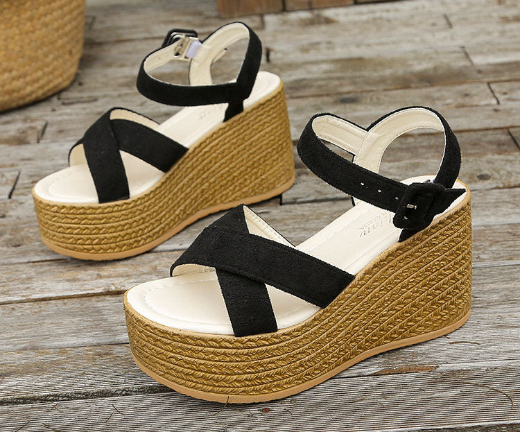 Rubber Sole Buckle Non-slip Peep Toe Sandals