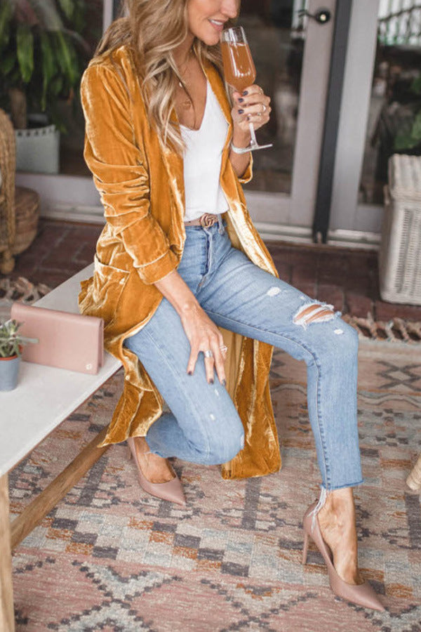 Cheering My Way Velvet Cardigan Coat