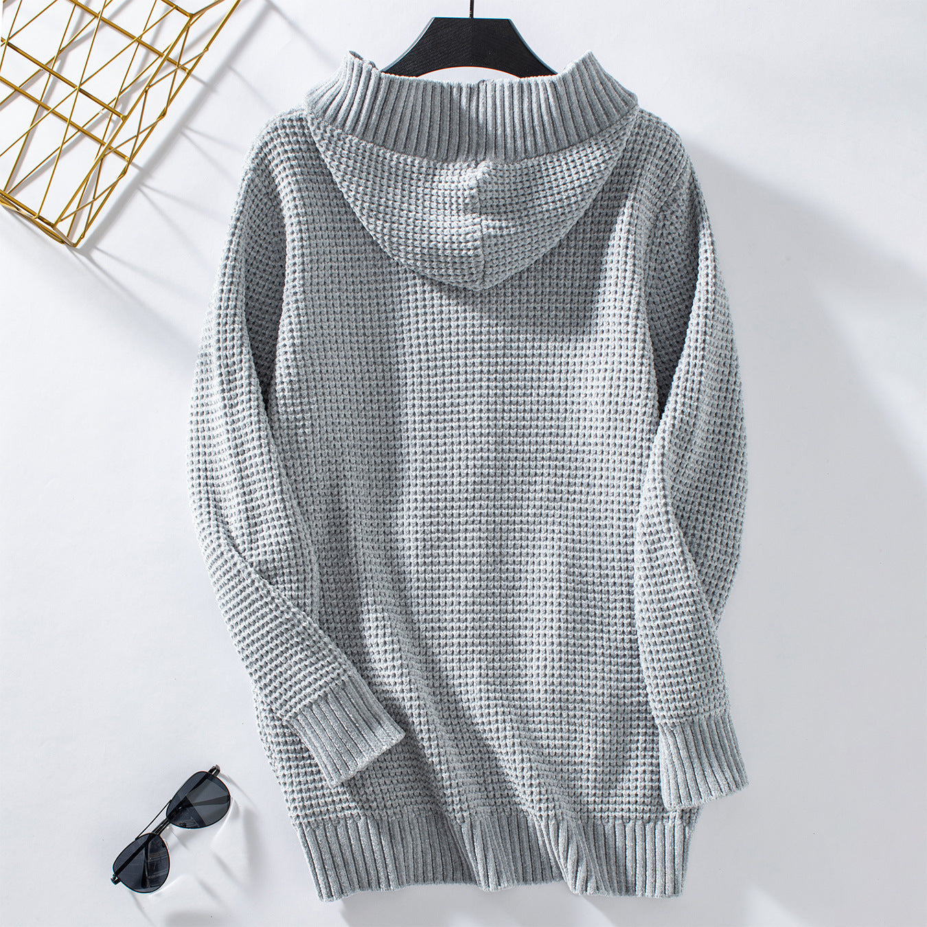 Vintage Loose Button Hooded Knit Cardigan Jacket