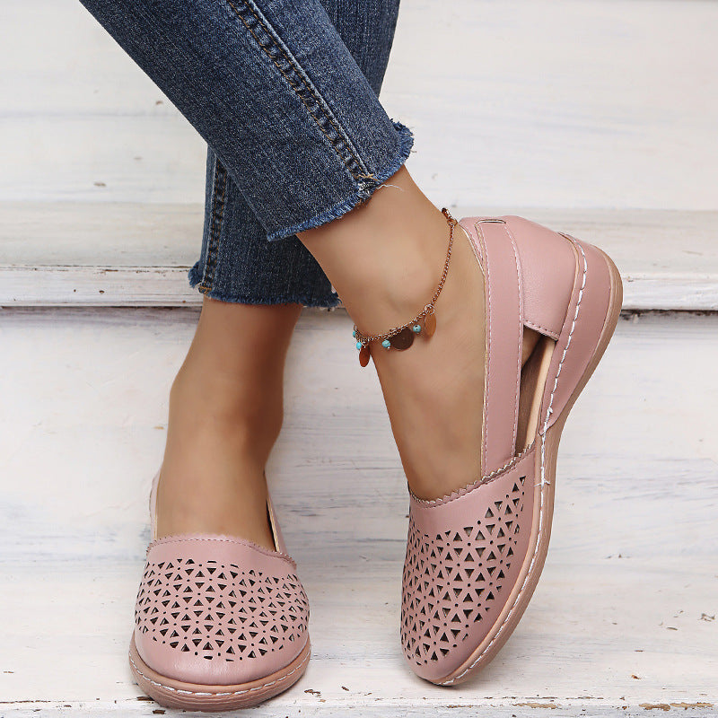 Round Toe Wedge Hole Sandals