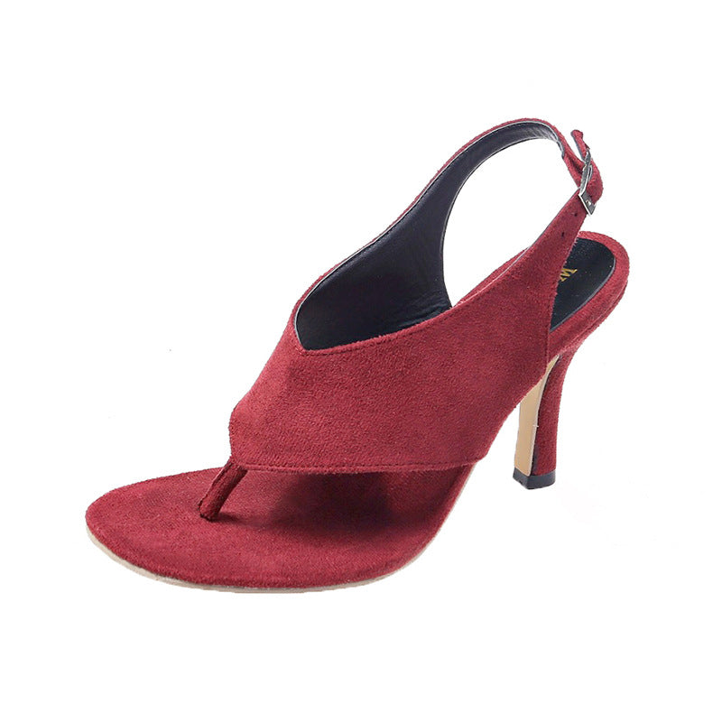 Thin Heel Buckle clip Toe Sandals