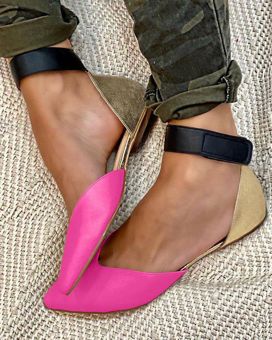 Dancing Fireflies Color block pointed toe flat sandals