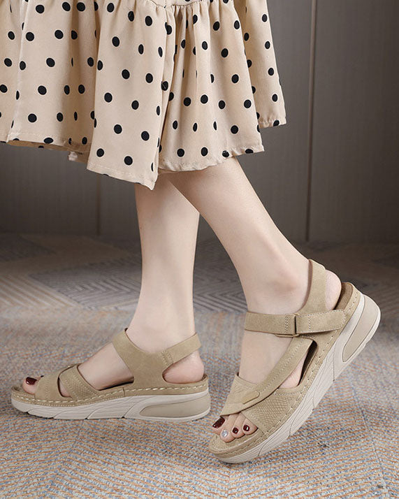 Comfortable platform Velcro stitching sandals