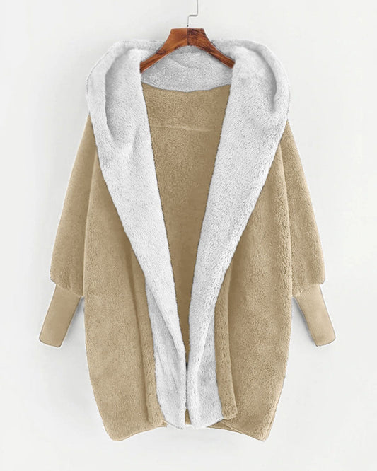 Colorblock double-sided velvet hooded jacket