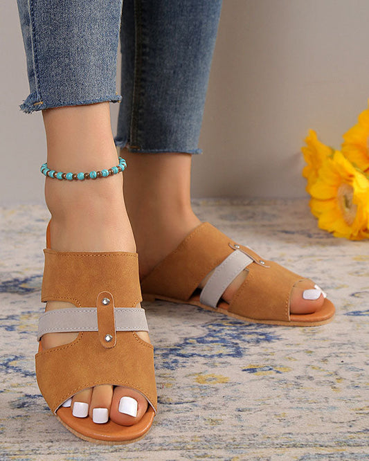 Velvet Patchwork Flat Slippers