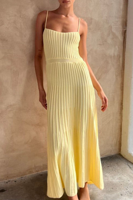 Strapless Fitted High-Waist Knit Pleated Dress