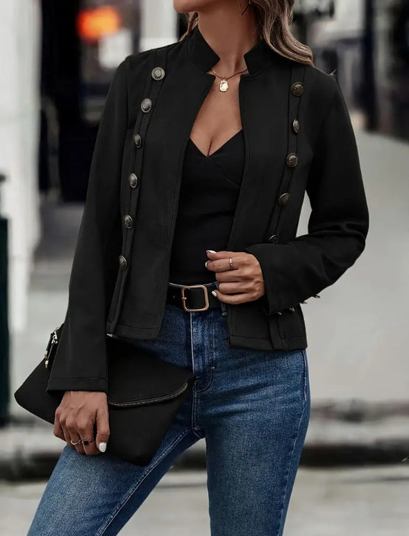 Vintage Double Breasted Cropped Suede Jacket
