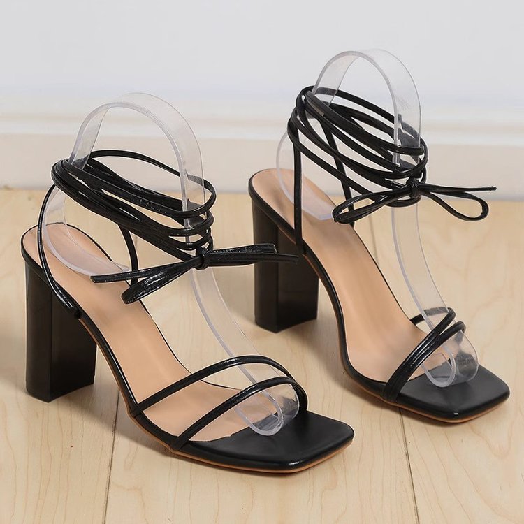 Straps thick heel roman sandals