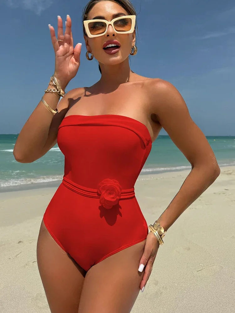 3D Floral Swim Dress