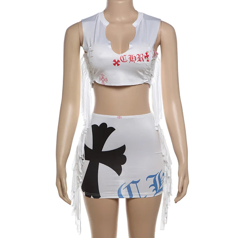 Beauty With A Burning Violin Skirt Set