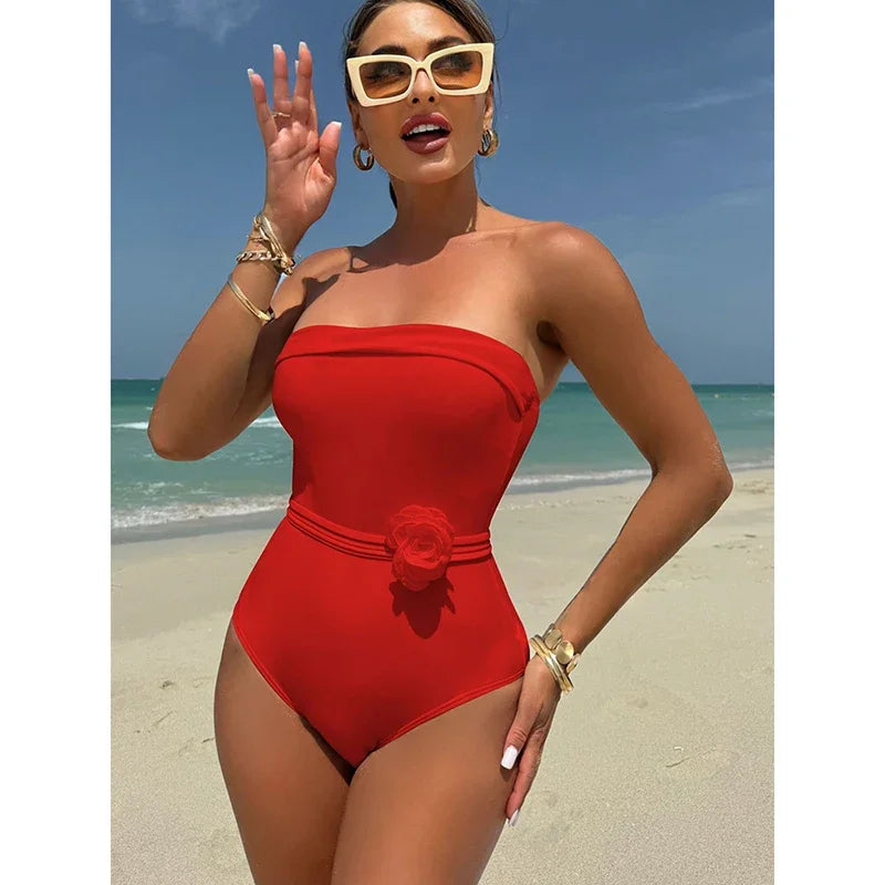 3D Floral Swim Dress