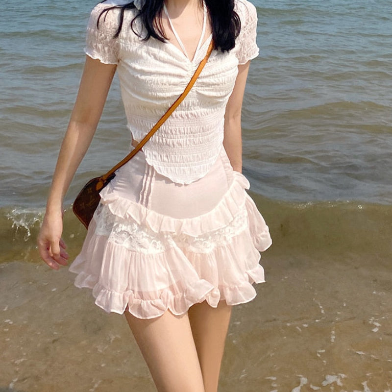 A Really Deep Cut Mini Skirt