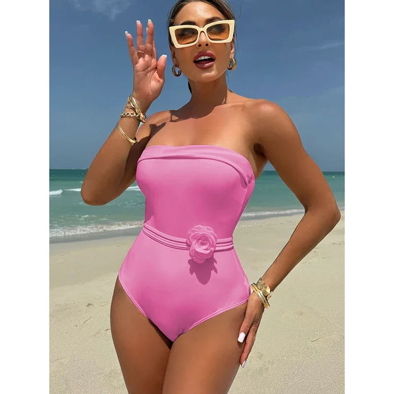 3D Floral Swim Dress