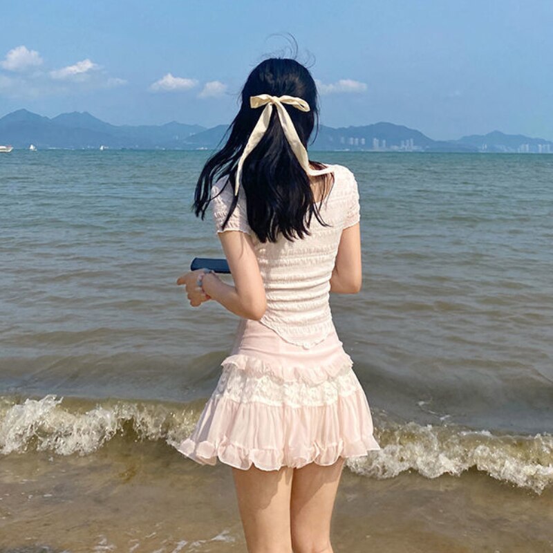 A Really Deep Cut Mini Skirt