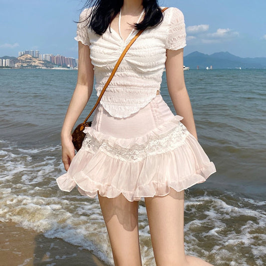 A Really Deep Cut Mini Skirt