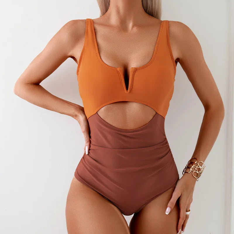 V Cut Swim Dress