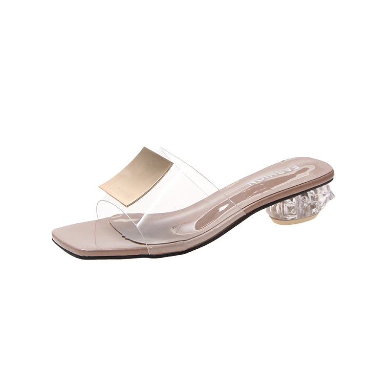 Gold Glass Heeled Sandals