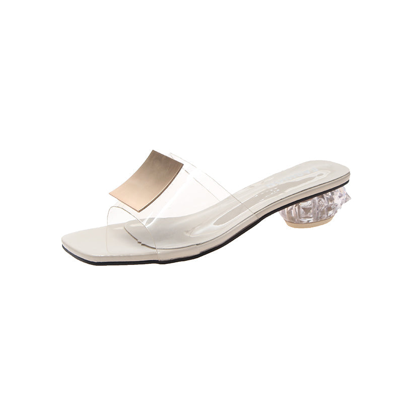 Gold Glass Heeled Sandals