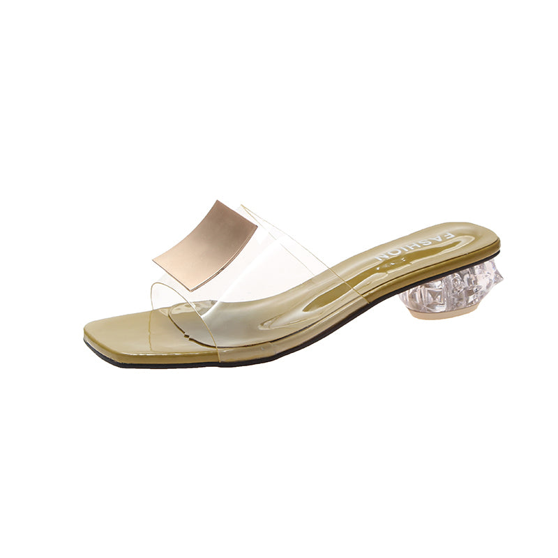 Gold Glass Heeled Sandals