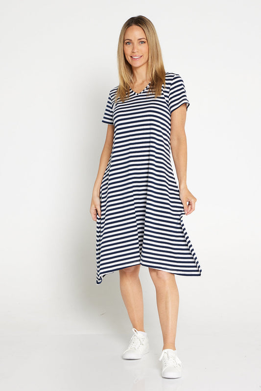 Vanessa Dress - Navy Stripe