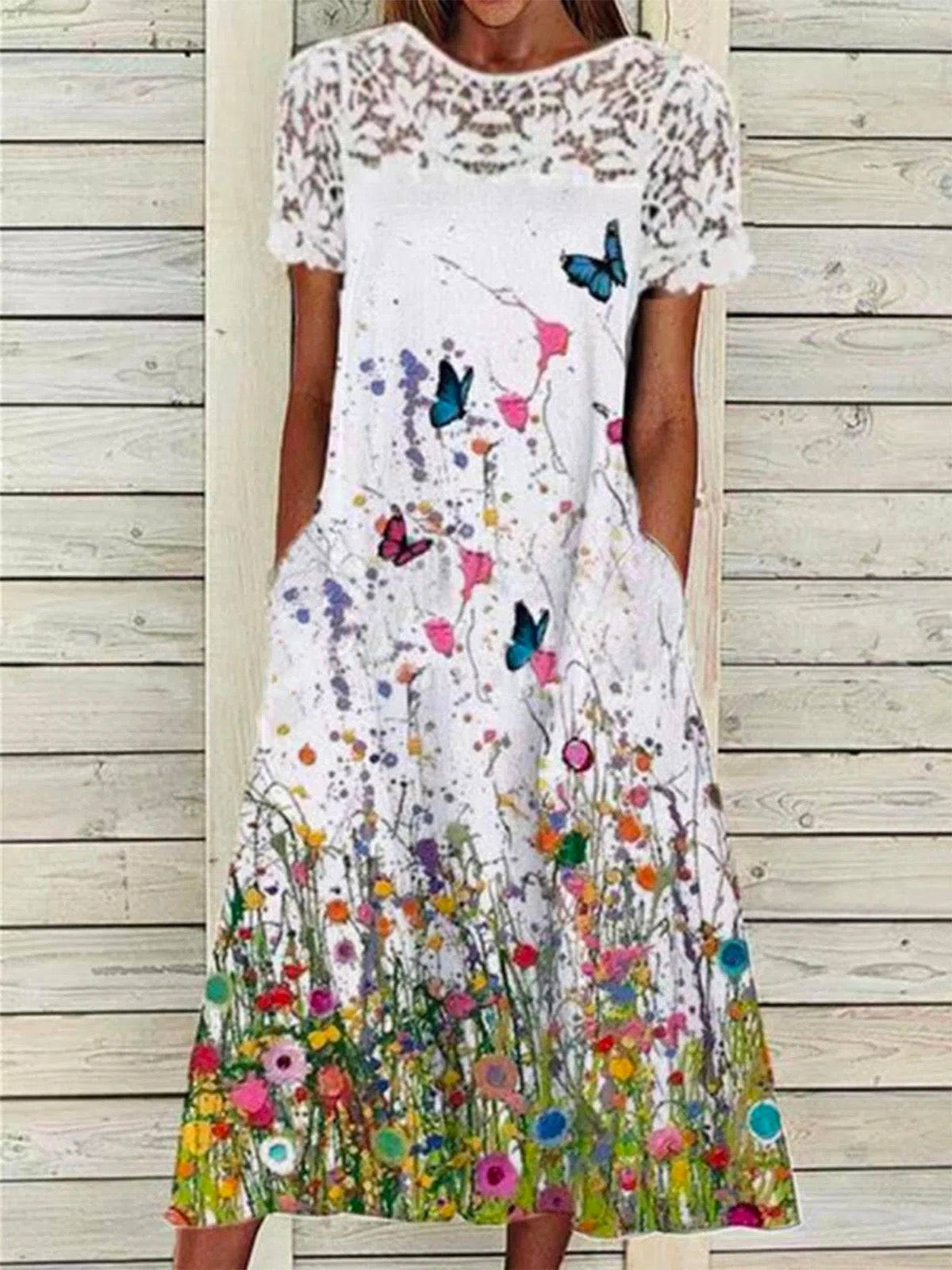 Crew Neck Regular Fit Floral Dresses