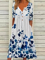 Crew Neck Vacation Floral Dresses