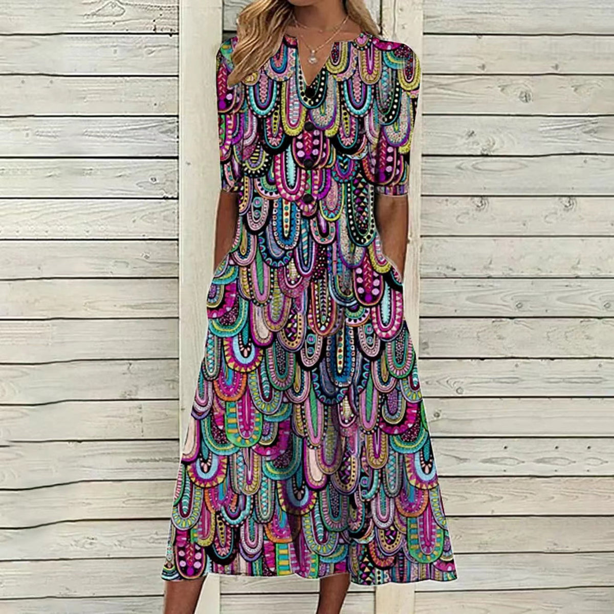 Chic print Midi Dress