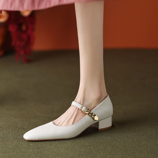Janee Square Toe Block Heels Mary Jane Shoes