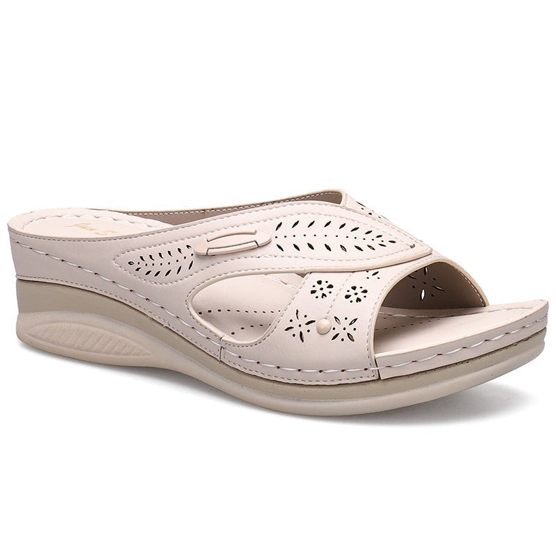 Women's Floral Sandals Wedges Shoes Outdoor Slippers