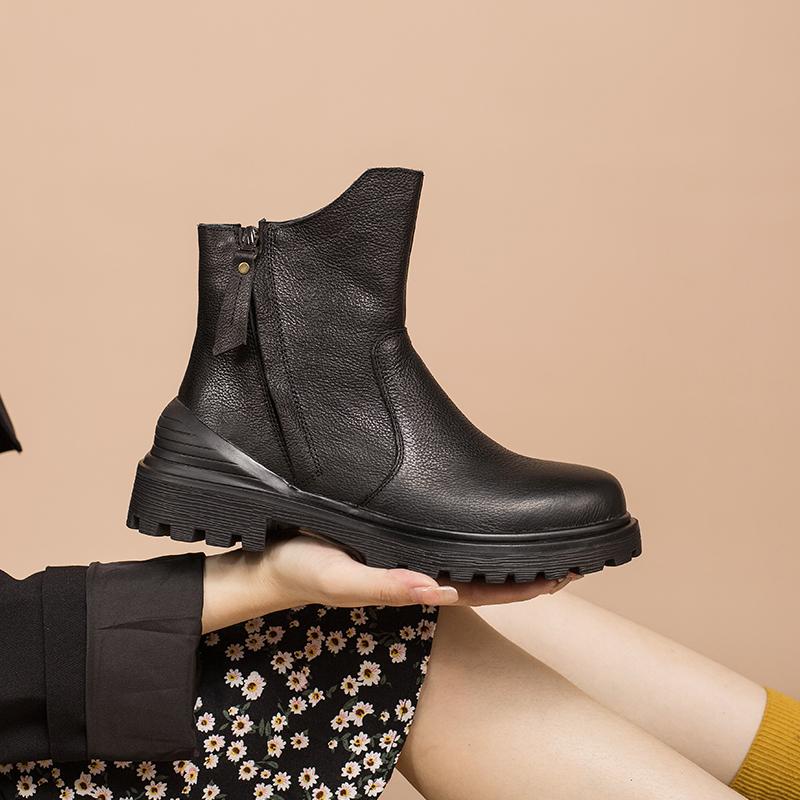 Leather Western Boots Handmade Cowboy Boots Designer Shoes Side Zip Ankle Boots Coffee/Black
