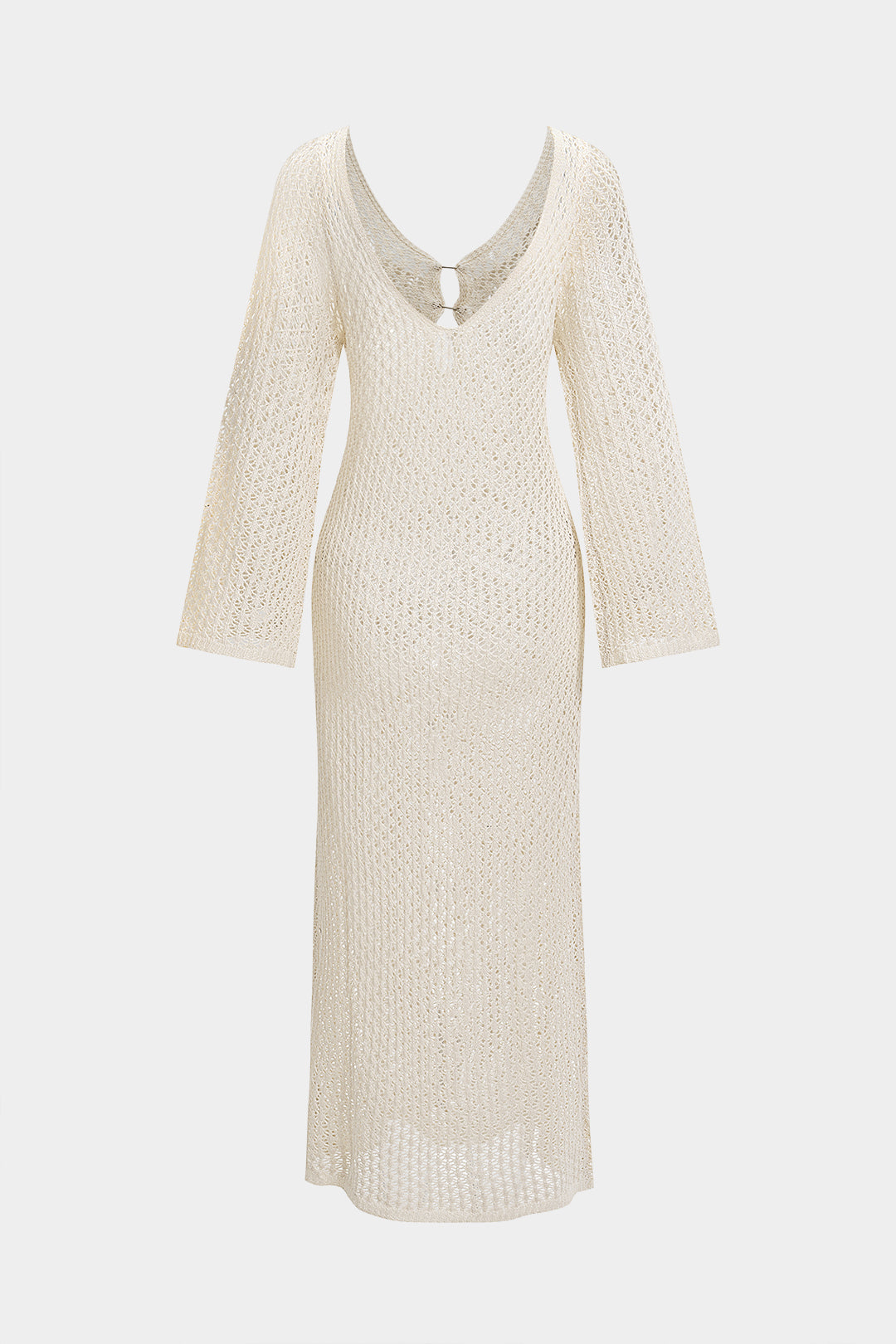 V-Neck Hollow Out Long-Sleeve Cover Up