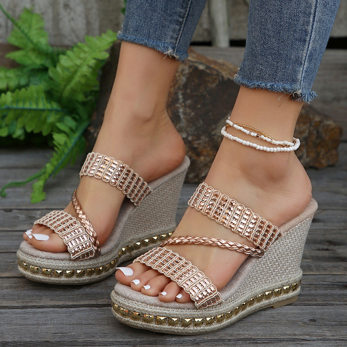 Women's Summer Round Toe Covering Color Matching Design Sandals