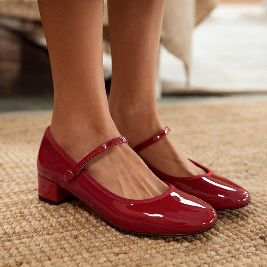 Traci Round Toe Block Heels Mary Jane Shoes