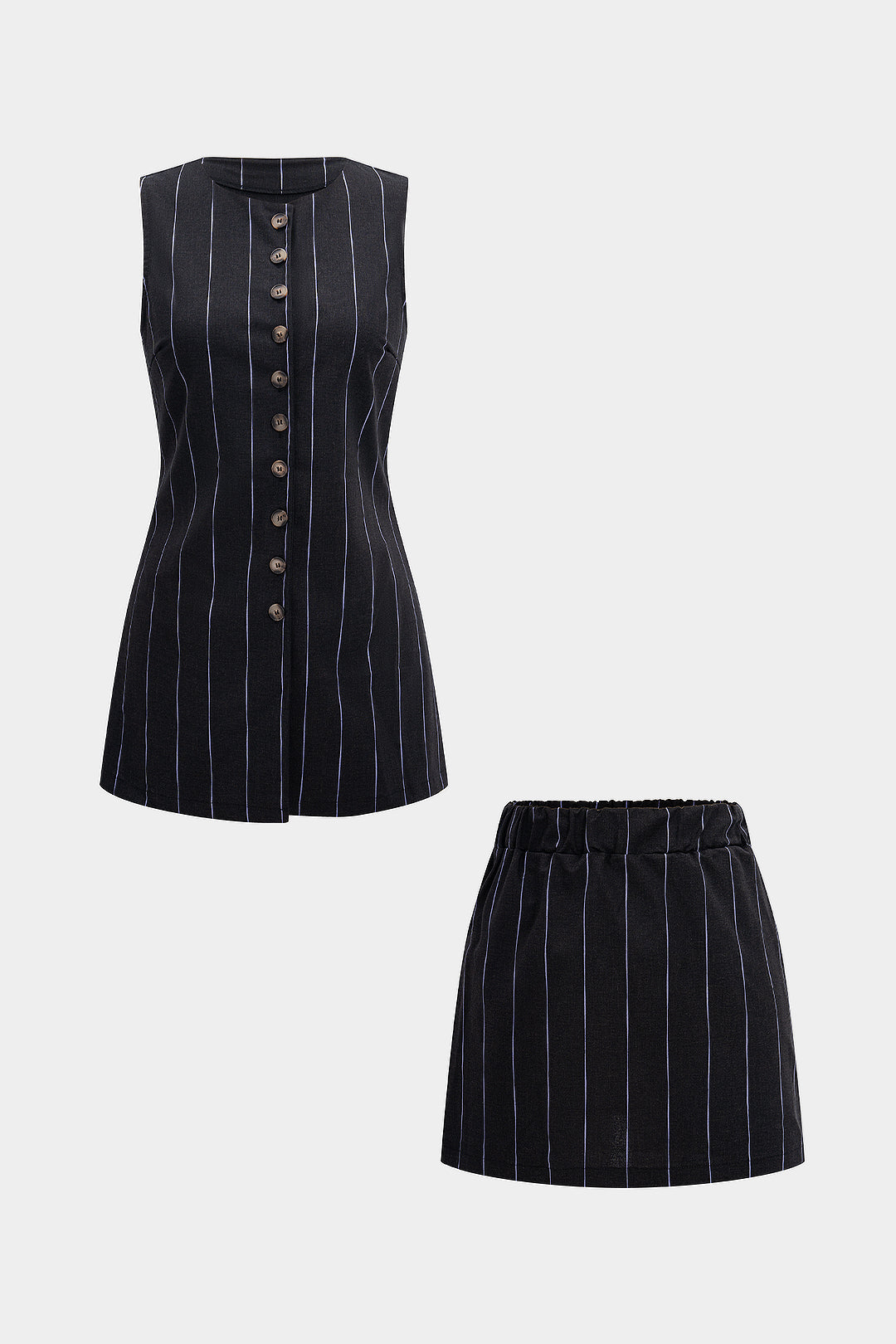 Stripes Print Tie-Up Skirt Set