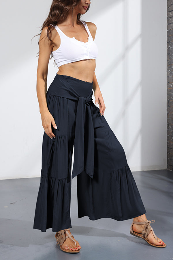 Bandage Casual Women's Wide Leg Pants