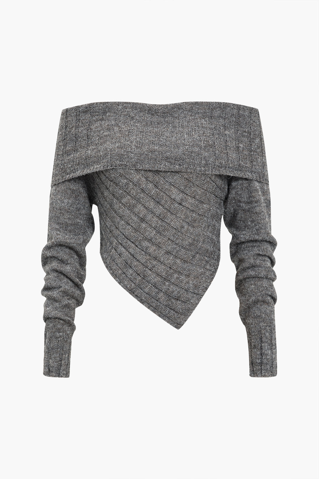 Sweater Off Shoulder Long-Sleeve Asymmetrical Top